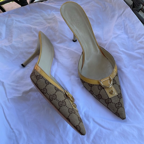 Gucci sand Tess leather pumps - Picture 9 of 16